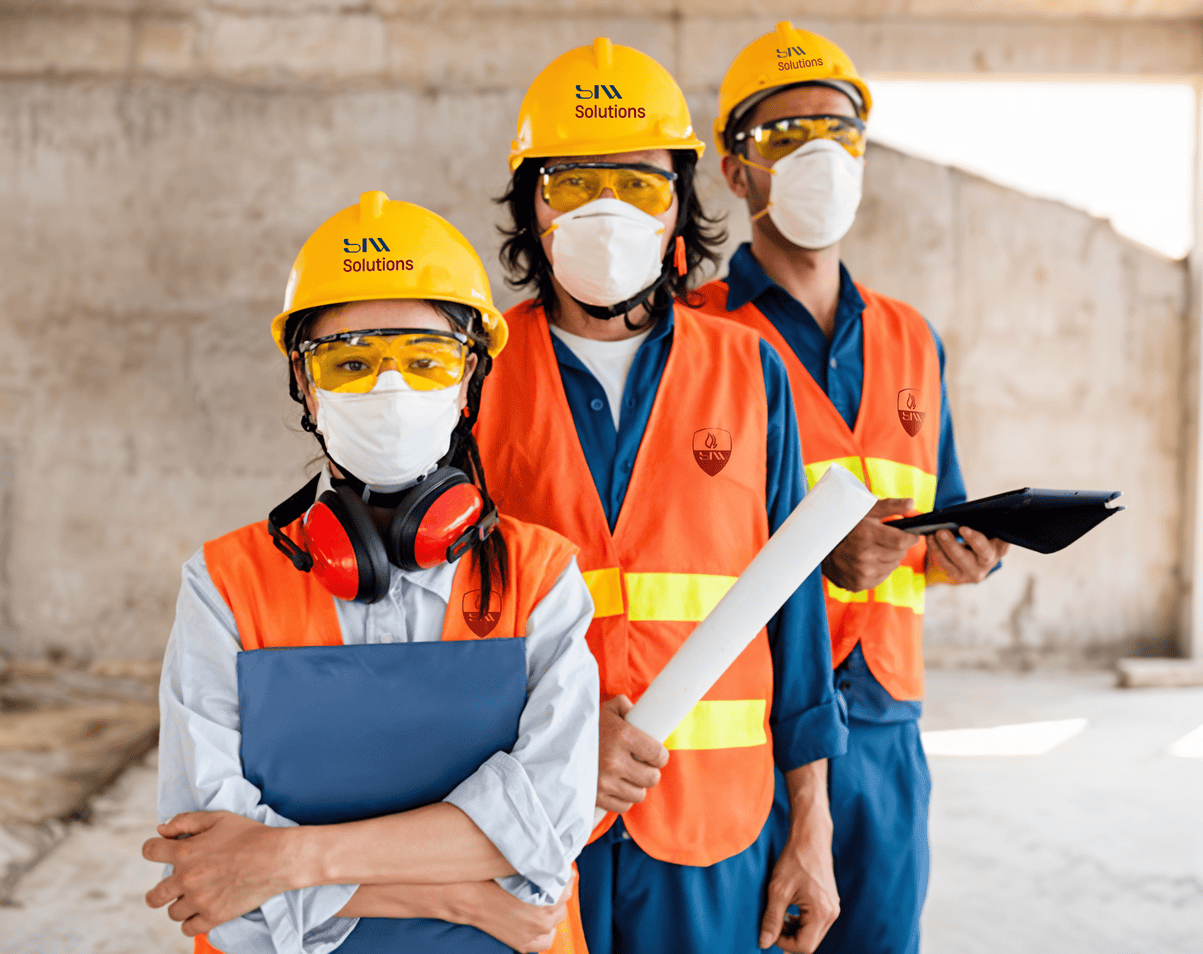 Engineers at work wearing safety kit to avoid risks in project management