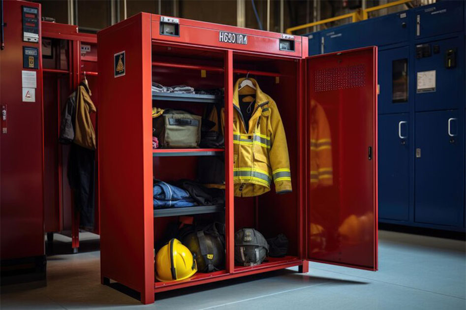 Storage of PPE in cabinets